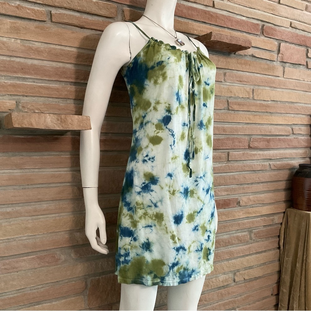 Lucky Brand Tie Dye Tank Dress Drawstring Neck